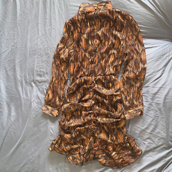 Brown Ruffled Snakeprint Dress - Picture 3 of 3